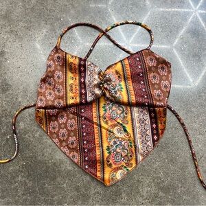 Women’s Silk Satin Bandana Crop Top Tank Windsor Small Tie Back